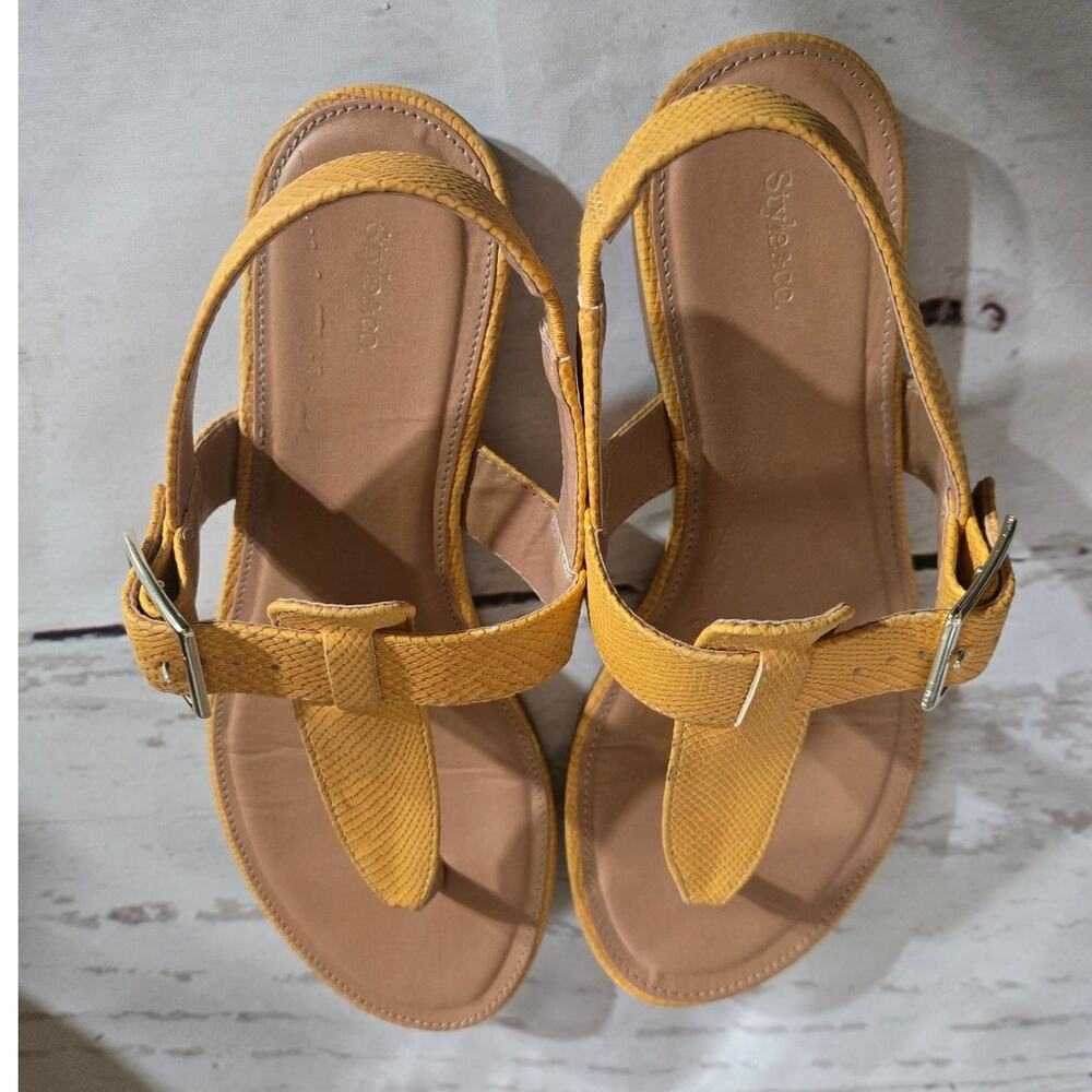 Macy's Style & Co Yellow Comfort Slingback Buckle Open Flat Sandal Shoes Size 8M